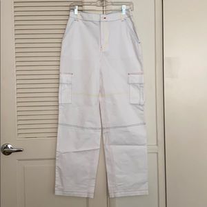 Vans white pants with color stitching